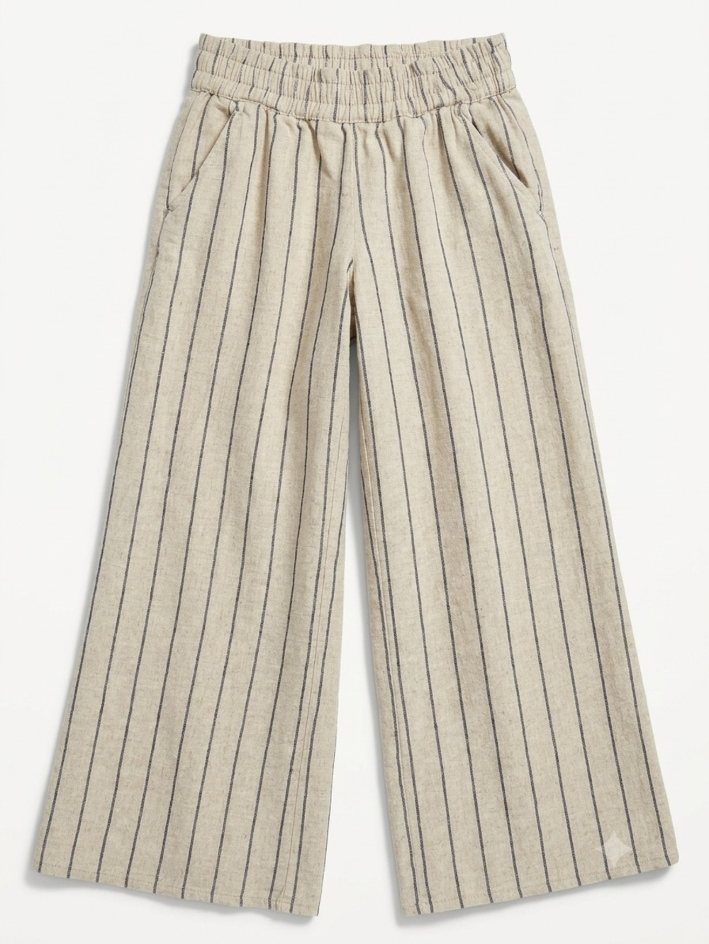 Maurices Linen Blend Wide Leg Pants Womens M Reg Striped Smocked Elastic Waist